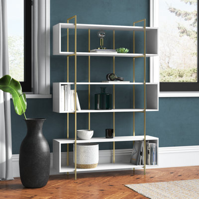 Bibliothèque géométrique en acier inoxydable H 71 "x l 47" Trumbull