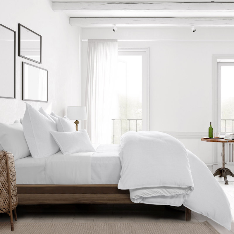 Phoenix Microfiber Duvet Cover Set, Super Queen Duvet Cover + 2 Queen Shams, White