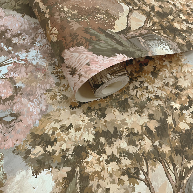 Basildon 10.05m x 53cm Matte Wallpaper Roll, Brown Green