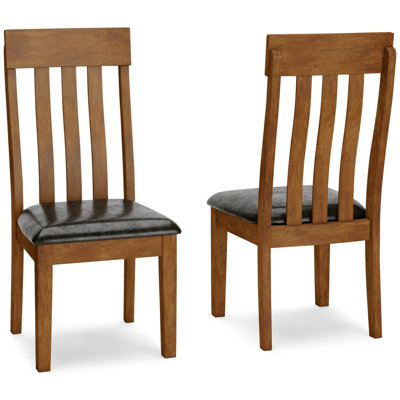 Ensemble de 2 chaises d'appoint Raly, assise en similicuir brun, dossier en ardoise