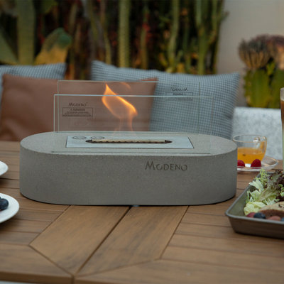 Luspa Stone Bio-Ethanol Outdoor Tabletop Fireplace with Flame Guard