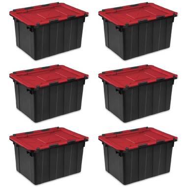 IRIS USA 27 Gallon Large Heavy-Duty Storage Plastic Bin Tote Organizing  Container with Durable Lid, Black/Red, 4 Pack - AliExpress