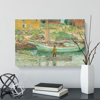 Oyster Sloop by Childe Hassam - Wrapped Canvas