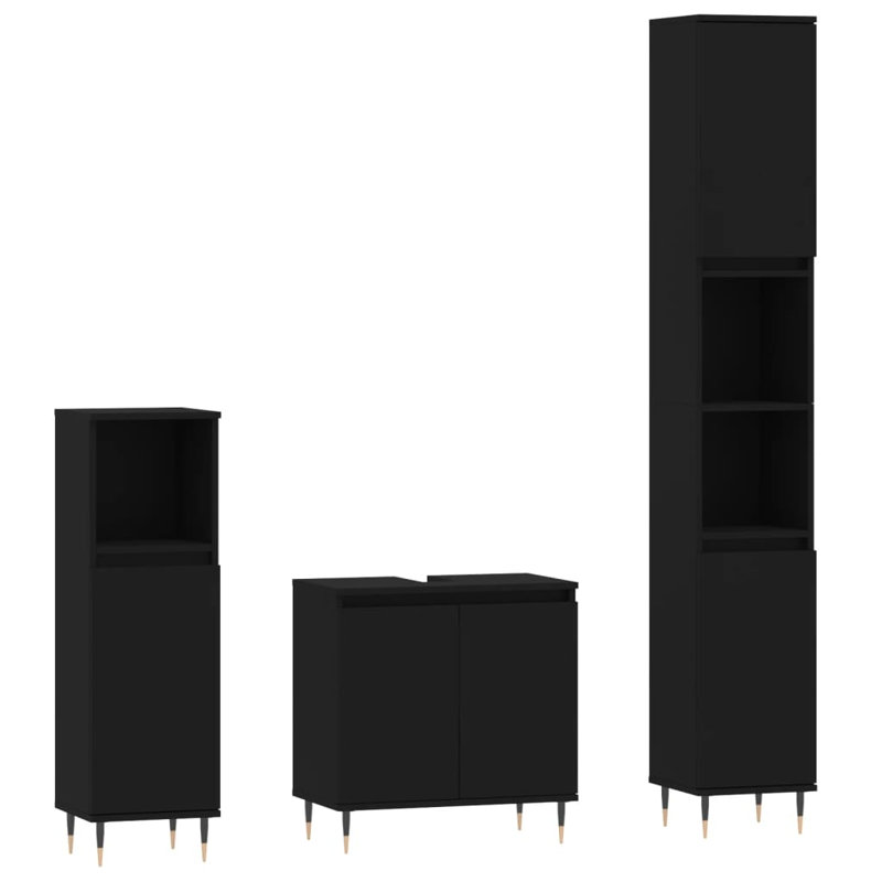 Scheiner Freestanding Bathroom Storage Furniture Set, Black