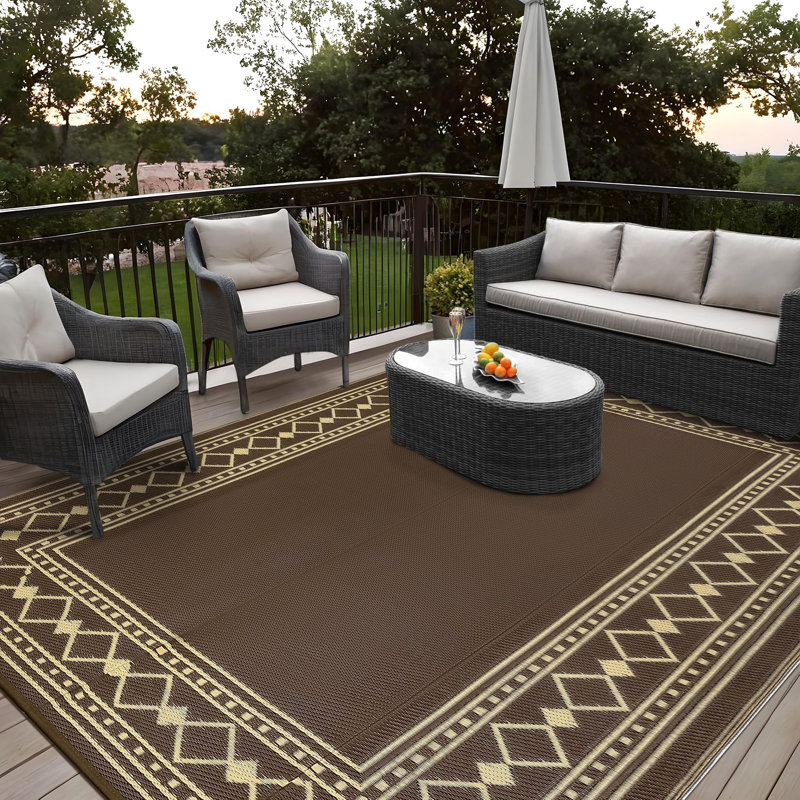 Tapis d'extérieur imperméable à l'eau, Brown, Rectangle 14 pi x 10 pi
