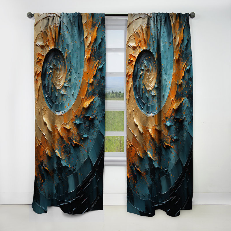 Tynemouth - Spirals Abstract Blackout Curtain - 1 Panels, 52" W x 108" L