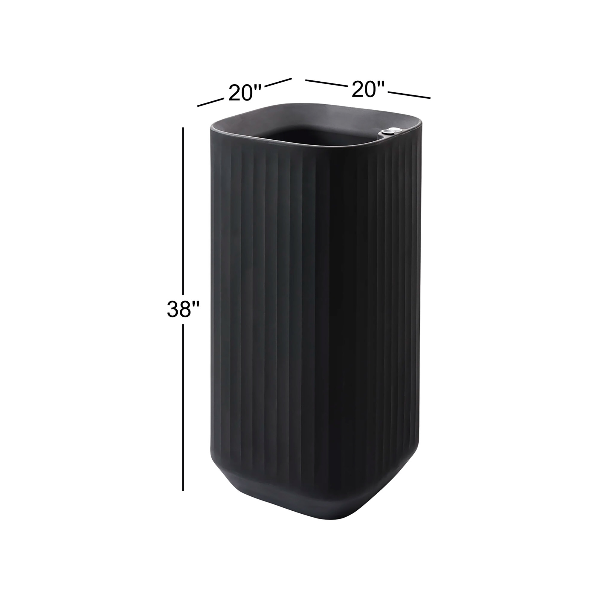 Mod Self Watering Plant Box, Caviar Black, 20" x 20" x 38"H - Tall Square