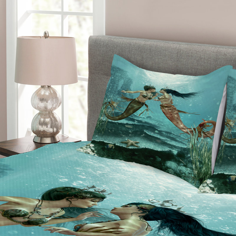 No Pattern Bedspread with Pillow Shams, 220 x 264 cm