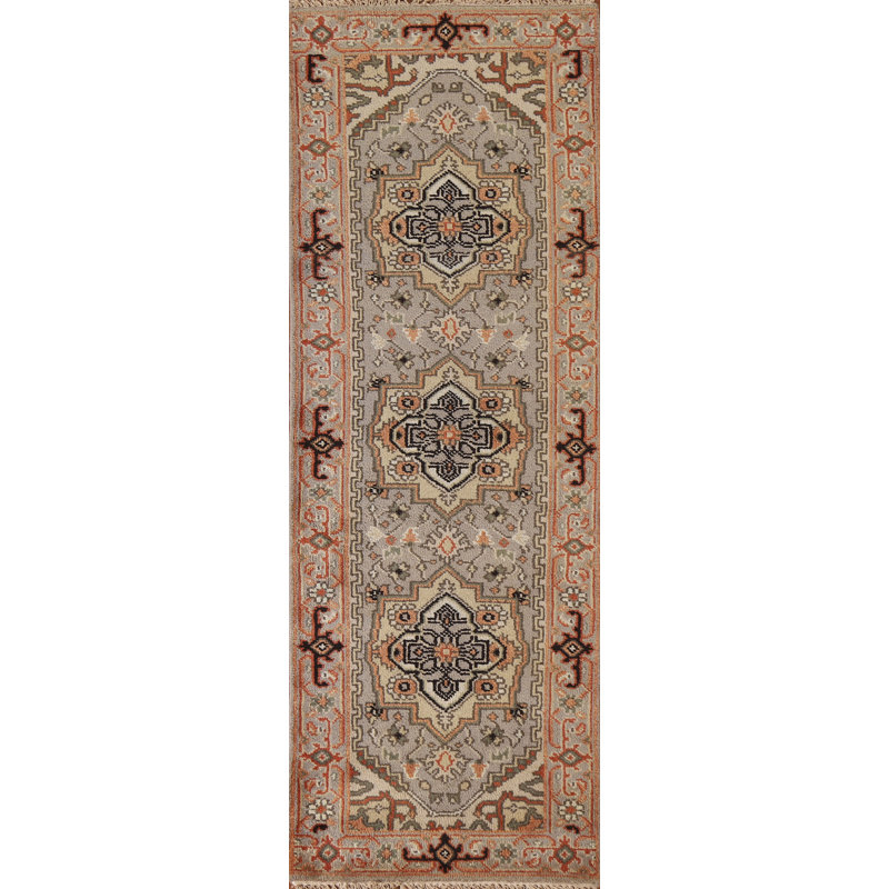 Tapis de couloir géométrique en laine 3x8