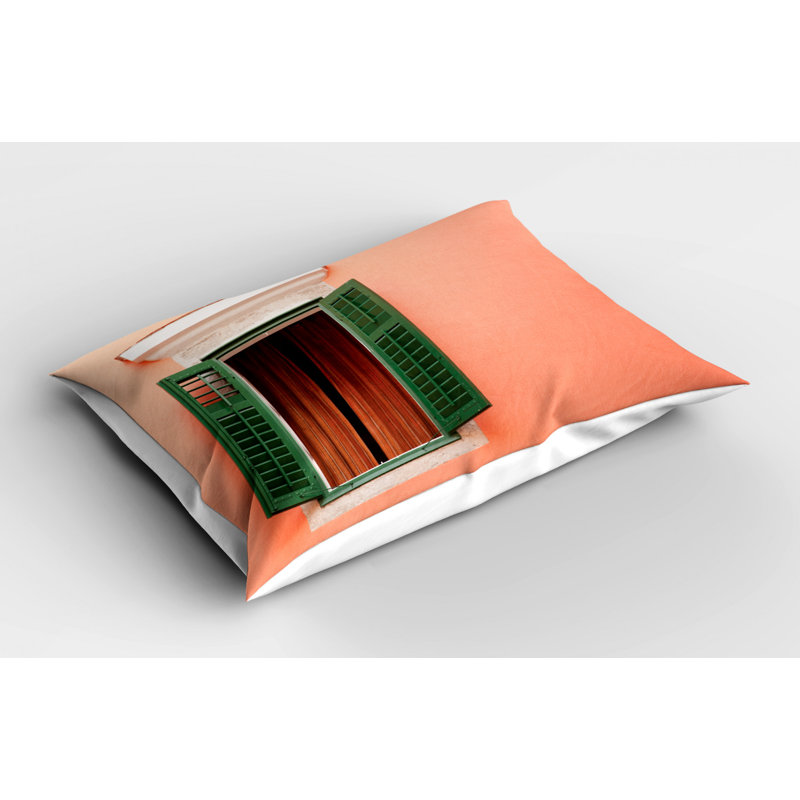 Taie décorative en microfibre de polyester vert / orange, Lit simple