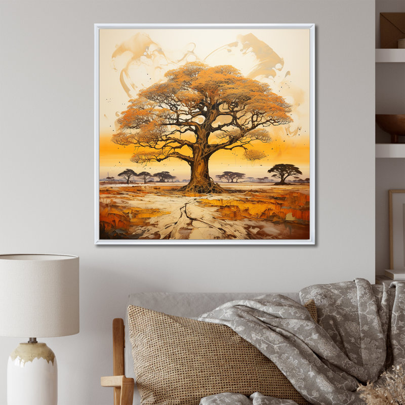 Arbre sauvage d'Afrique, art mural 1, Blanc, H 30 po x l 30 po
