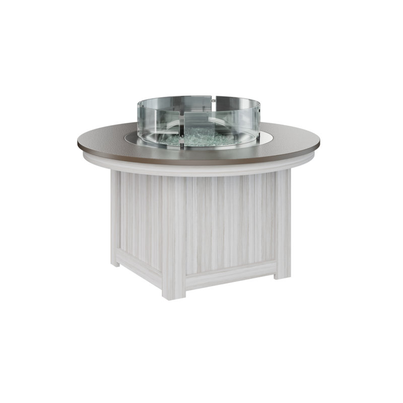 Berlin Gardens Donoma Round Fire Pit Table, 25" H x 44" W x 44" D, Hammered Top Bronze with Seashell Base