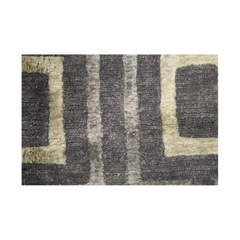Tapis gris et argent noué à la main de haute qualité