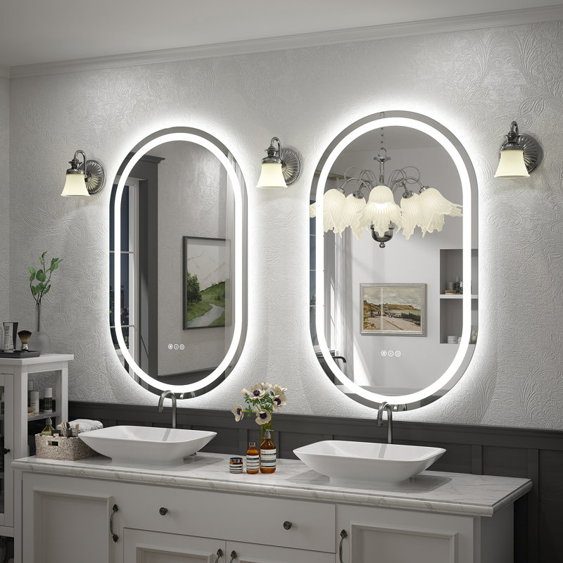 Wayfair Basics® UL Certified LED Anti-Fog Tempered Glass Oval Bathroom/Vanity Mirror , 40" x 24"