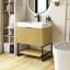 Meuble-lavabo autoportant en contreplaqué rayé pré-assemblé avec lavabo, tiroir et tablette ouverte-828234628-828234631-828234634