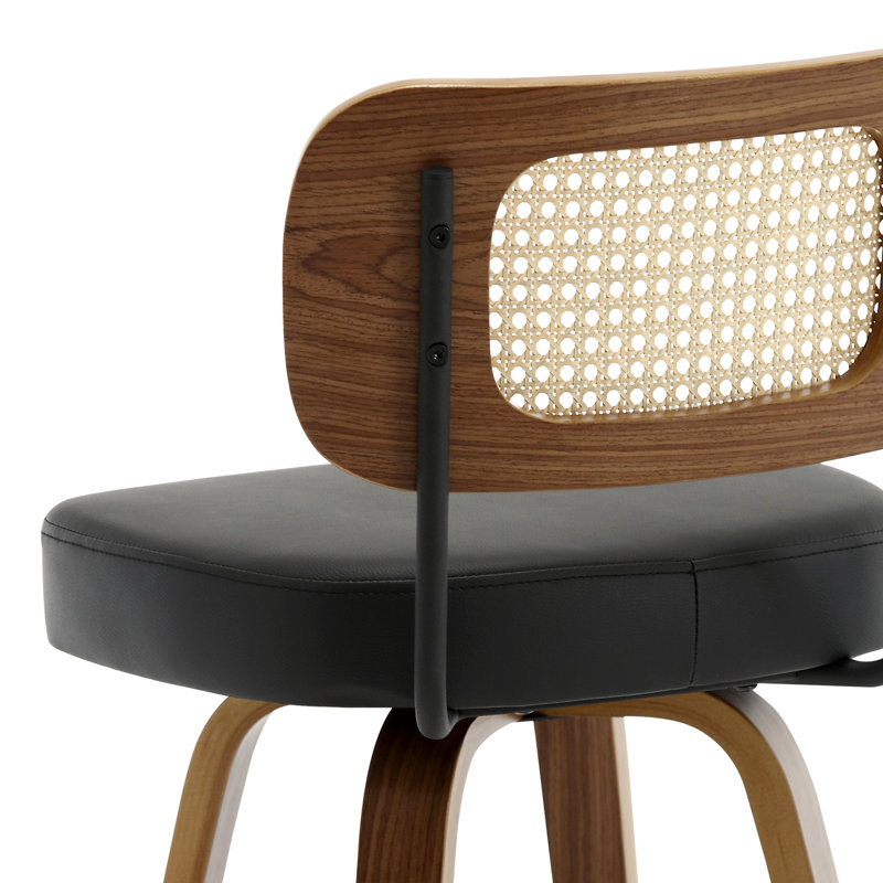 Tabouret de bar et de comptoir pivotant Lucania, Noir, Tabouret de comptoir (siège d'une hauteur de 26 p, Brun