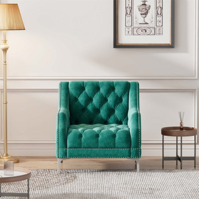 Fauteuil Audrienna de 45,5 po de largeur, fauteuil d'appoint, fauteuil de lecture avec dossier capitonné