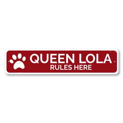 Plaque en aluminium «Queen Rules Here Pet»