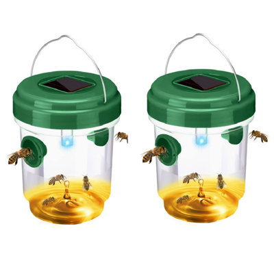 2 Pcs Wasp Traps for Outdoors Wasp Killer Hanging Bee Traps Reusable Fly Bee Killer for Indoor Outdoor Patio Garden Home