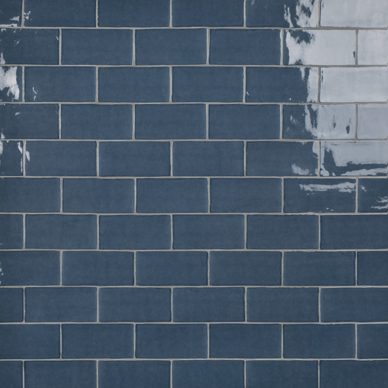 Castillo 3" x 6" Ceramic Brick Look Subway Wall Tile, Denim