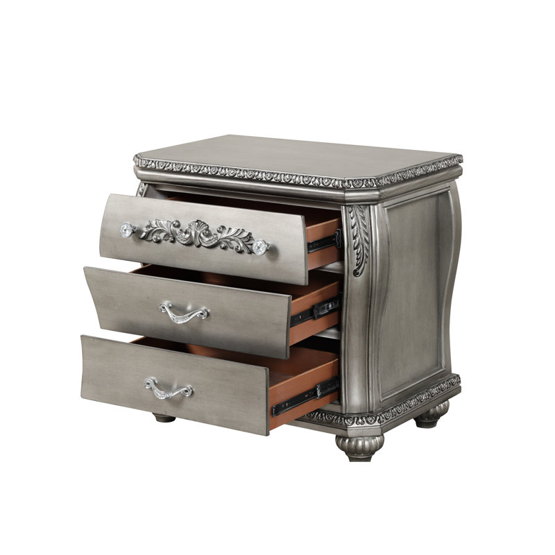3 Nightstand In Attractive Silver - Ideal For Keeping Bedroom Tidy Gorgeous Enhances Ambiance