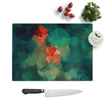 Tempered Glass Rose Garden Chopping Board