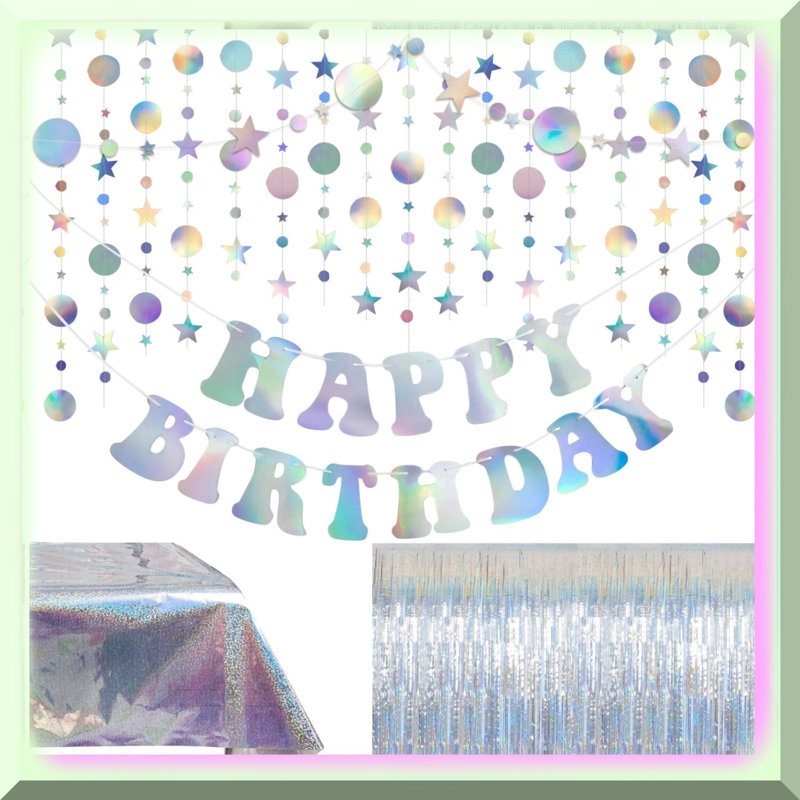Pastel Iridescent Spiderweb Fan Banner and Curtain Set