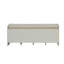 Banc en tissu beige et blanc avec rangement