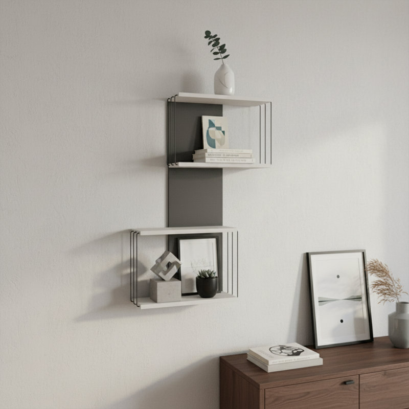 Helix Offset Modern 4-Tier Wall Shelf