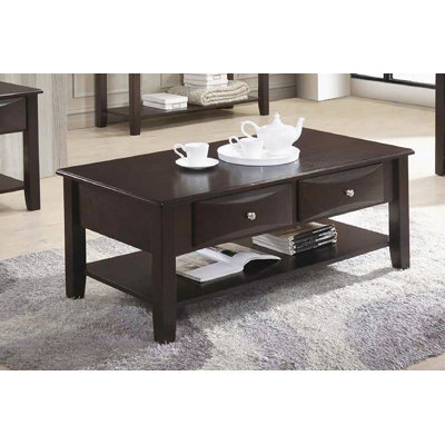Table basse à deux tiroirs en brun