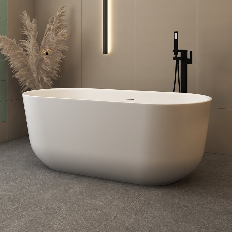 59" Freestanding Soaking Acrylic Bathtub