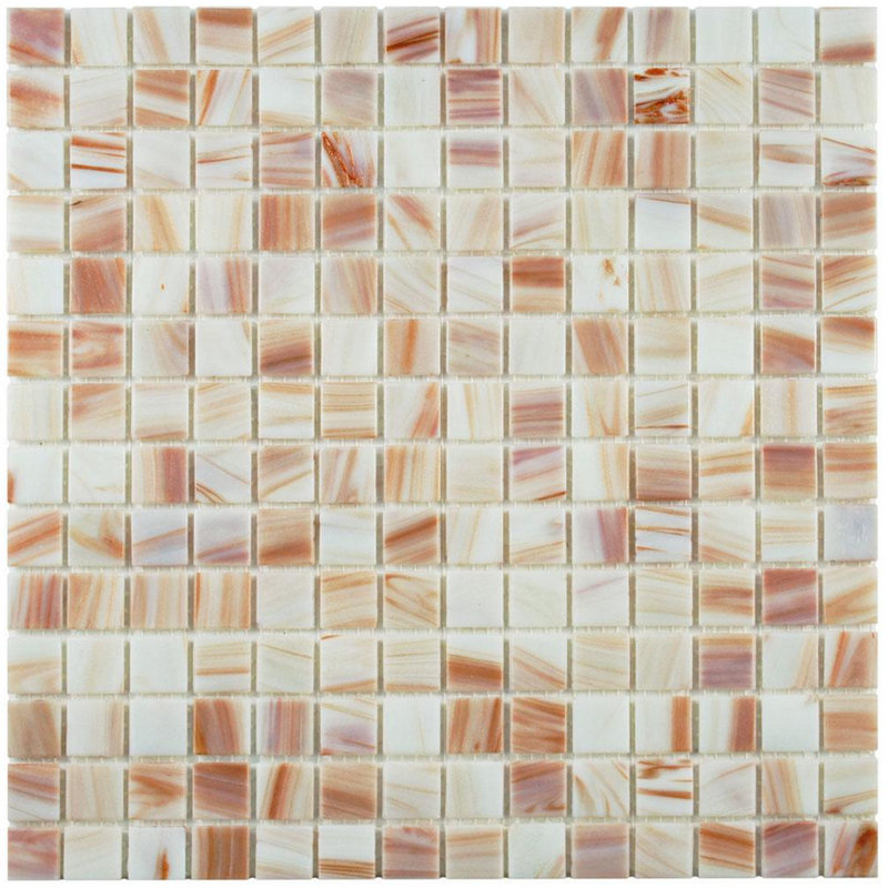 Toscana 0.8'' W x 0.8'' L Backsplash Glass Tile Mosaic Sheet, Bronze White
