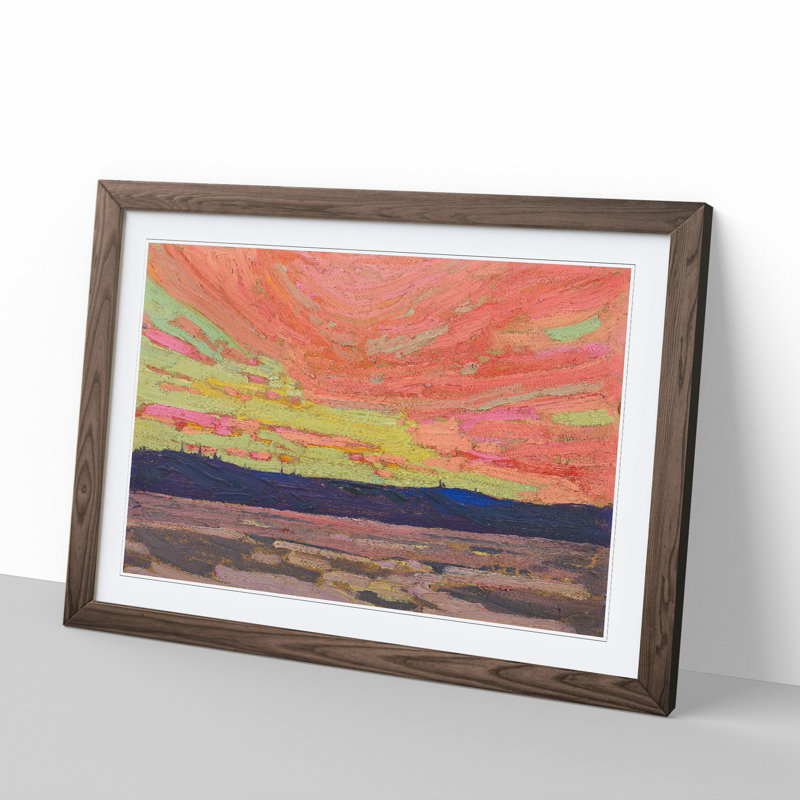 Sunset by Tom Thomson - Picture Frame Painting, 27cm H x 36cm W x 2cm D, Walnut Framed