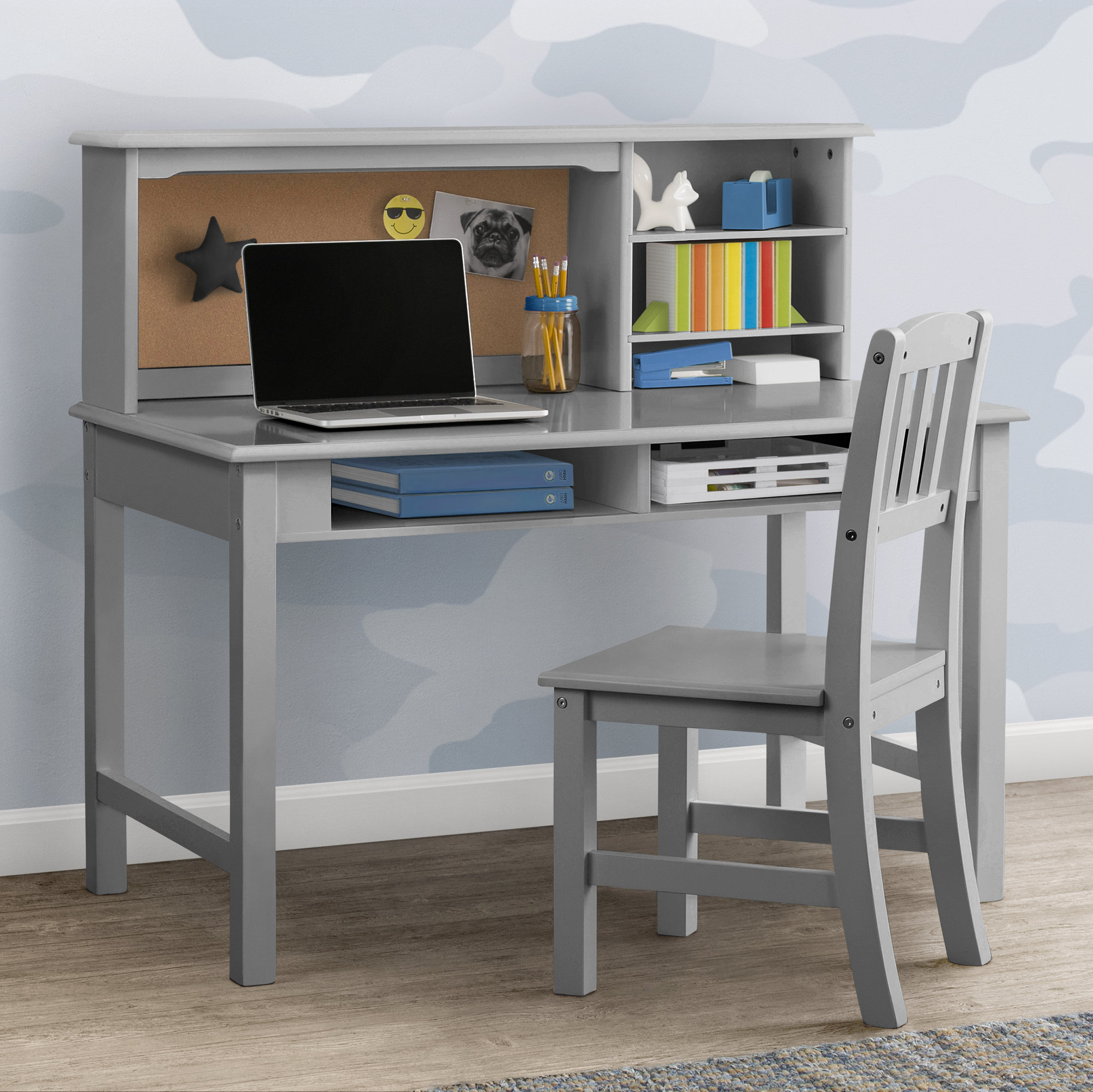 Kids Wooden Study Desk & Chair Writing Table w/Drawer Storage Cabinet
