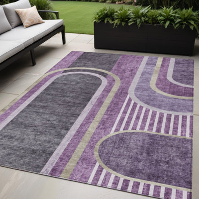 Tapis extérieur lavable et antidérapant mauve et noir 5 pi x 8 pi