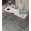 Bureau en pierre frittée avec 3 tiroirs et pieds en acier inoxydable-421548928