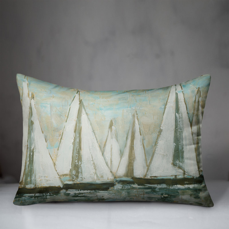  Painterly Sailboats Outdoor Rectangular Pillow Cover & Insert, Light Blue
