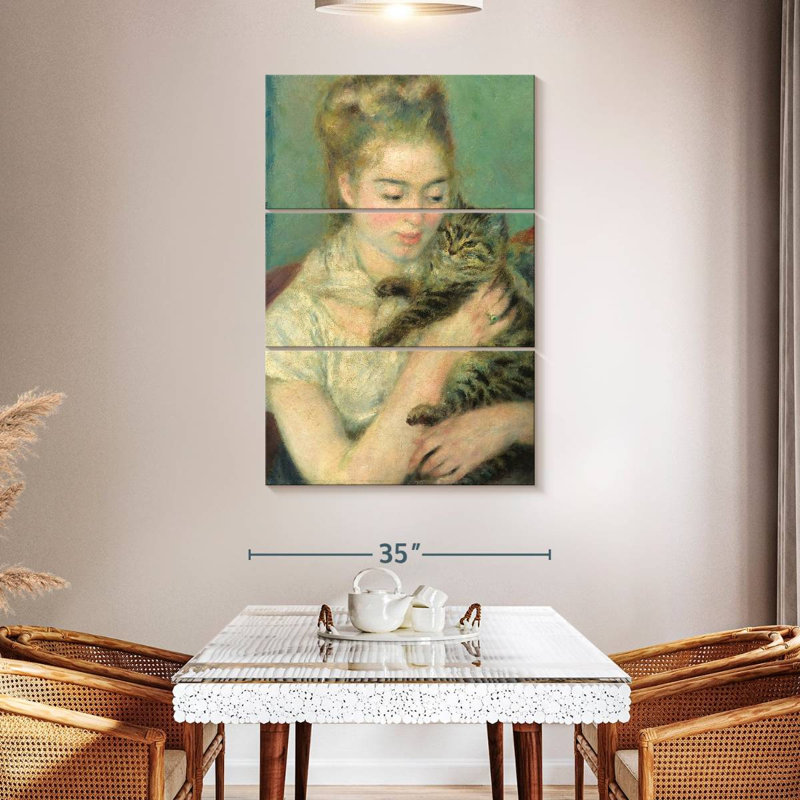 Femme Leisha avec un chat, H 50 po x l 32 po