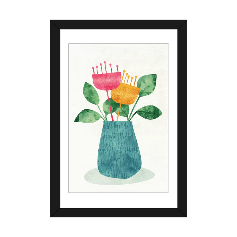 " Bouquet ", 24" H x 16" W x 1" D, Black Framed Fine Art Paper, White