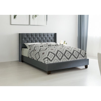 Mobilier de chambre à coucher de style contemporain avec tête de lit capitonnée à motif de losanges de style contemporain et grand lit 1 pièce