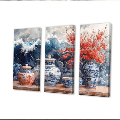 Poterie de chinoiserie dans des tons bleus et blancs II - Boho
