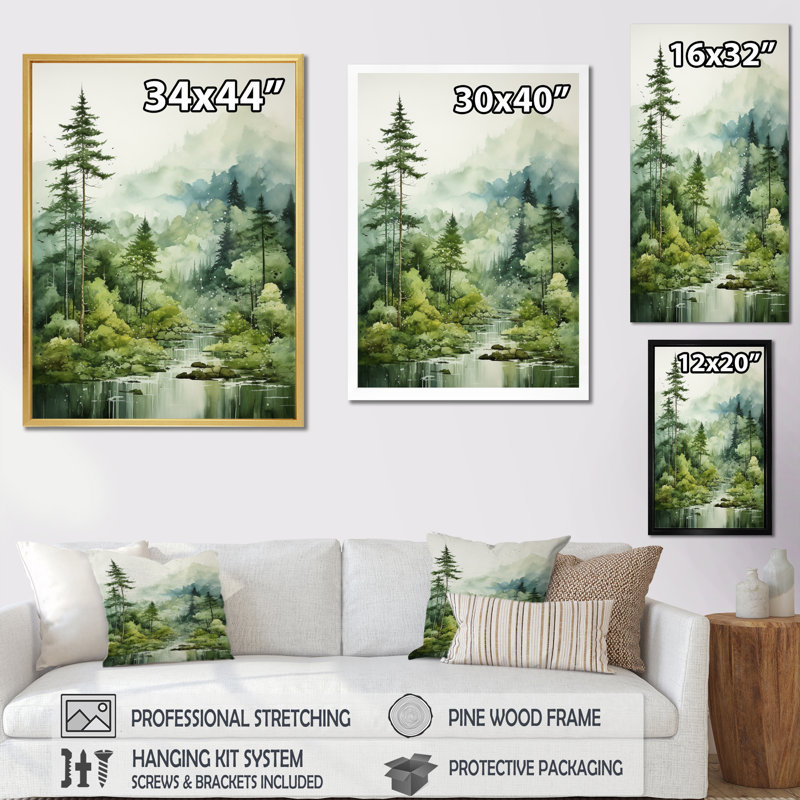 Forêt, énigmatique, forêt, art mural, H 20 po x l 12 po x P 1 po, Cadre simple argenté