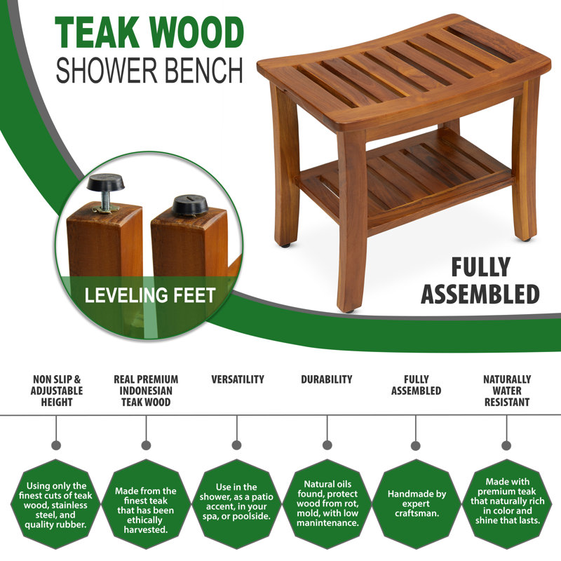 21'' W Teak Shower Bench