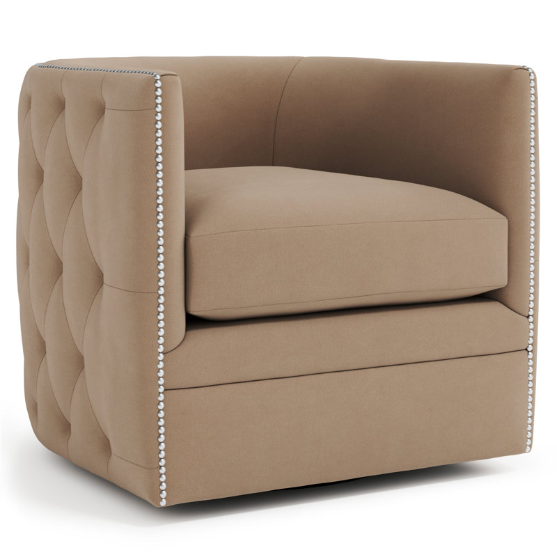 Palazzo Swivel Barrel Chair, Tan Polyester