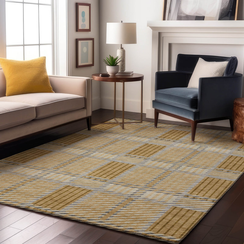 Premium Machine Washable Cortes AMF1000 Plaid Rug, Rectangulaire 8 pi x 10 pi