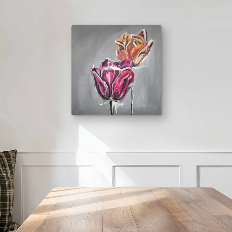 Abstract Tulips - Kitchen Botanical Metal Print for Home Decor