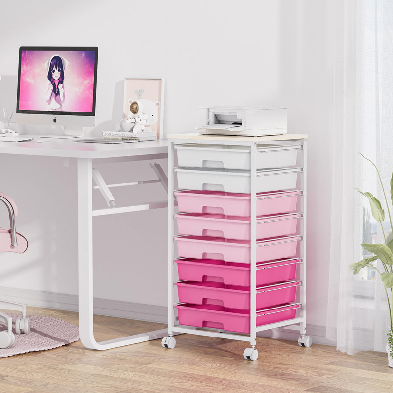 78.8cm H x 39.5cm W Utility Cart with Wheels, Pink