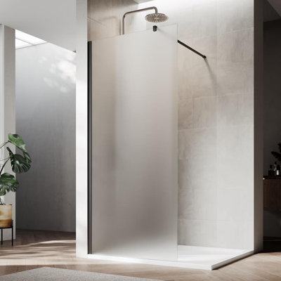 28”W*72”H Frameless Shower Screen with 8mm Frosted Glass, Easy to Clean