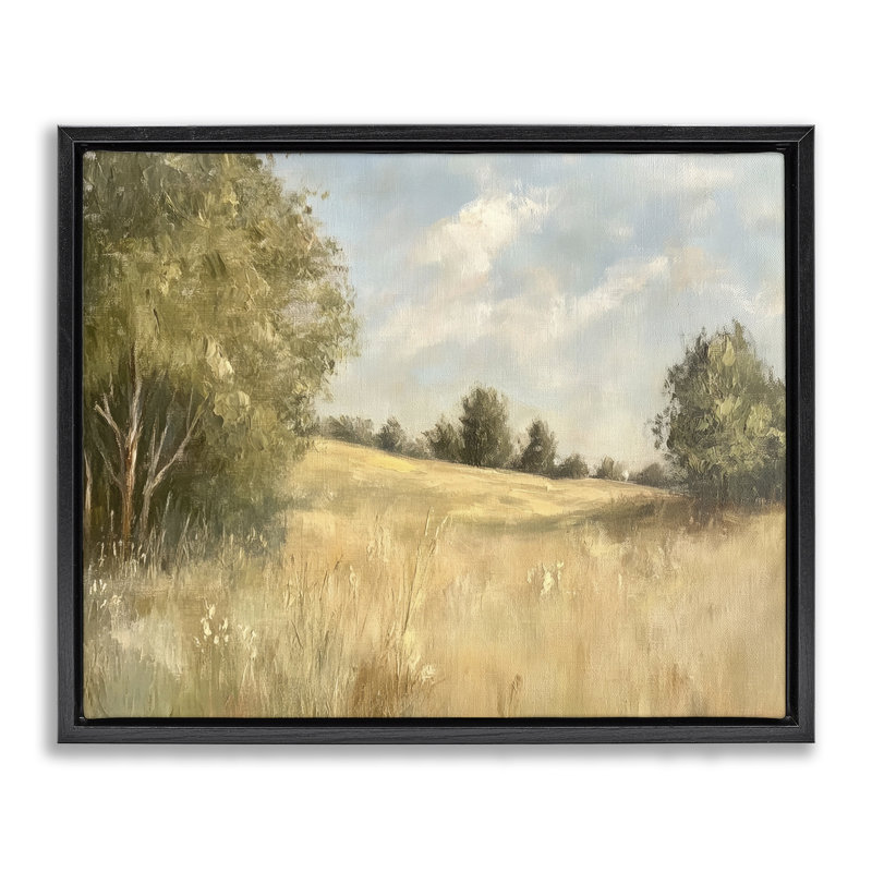 Cadre flottant Classic Country Field, design par Petal Prints Design, H 25 po x l 31 po, Cadre flottant noir de jais