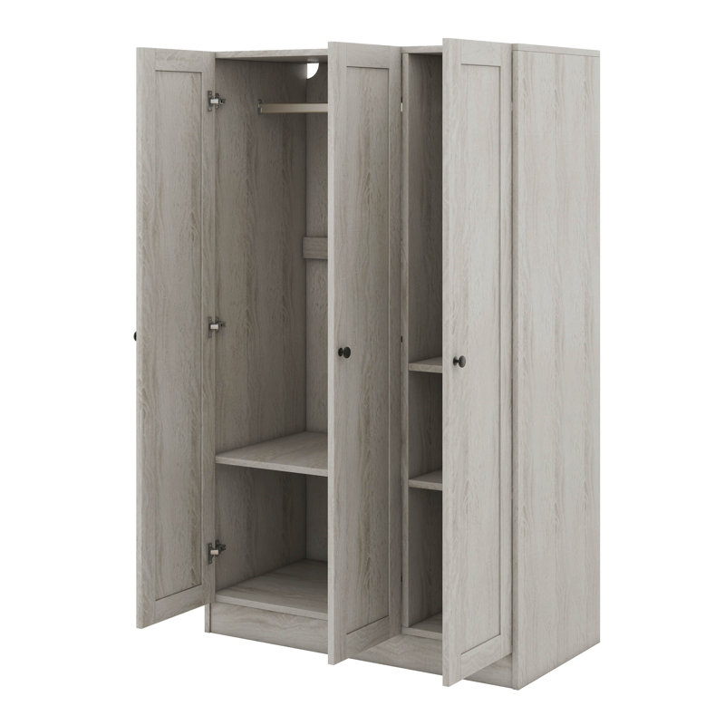 Armoire à 3 portes avec tablettes, Gris clair